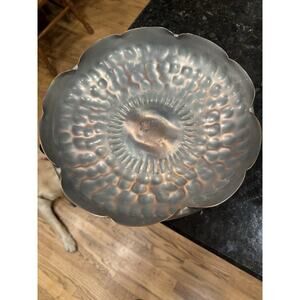 Vintage Hammered Copper Bowl Gregorian Floral Scalloped 8” Signed Numbered 310